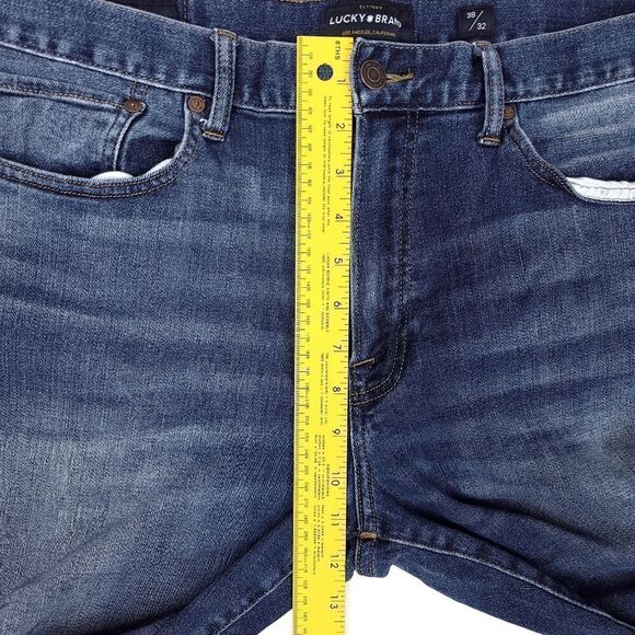 Lucky Brand 121 Slim Jeans Mens 38x31 Dark Blue Stretch Designer 11.5" Rise - Picture 5 of 8